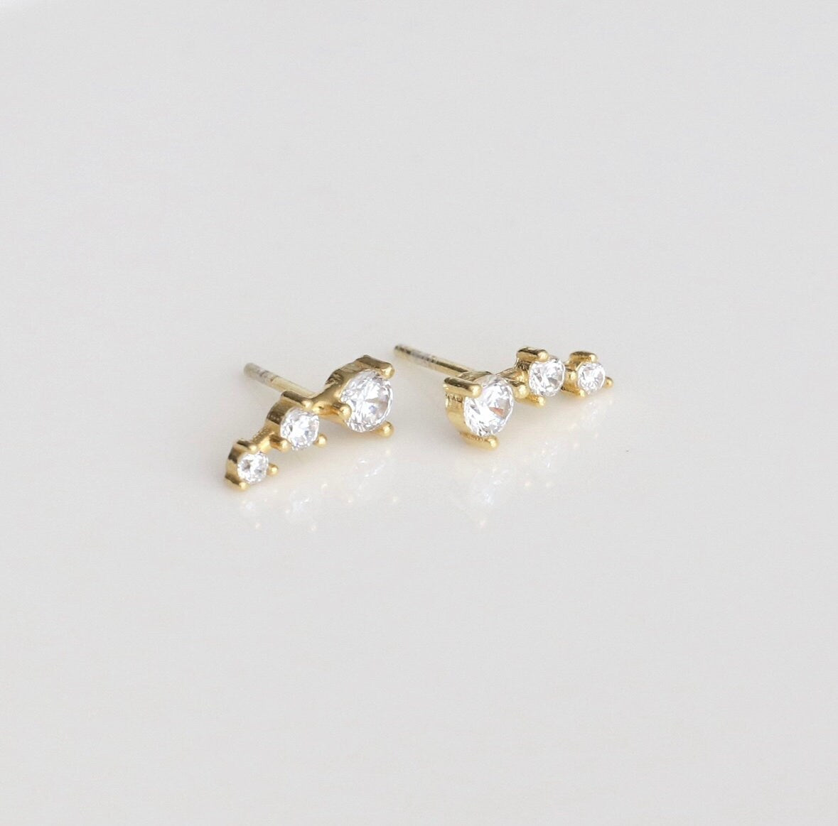 Diamond Stud Earrings,Diamond Ear Climber Earrings,Statement Earrings,Best Friend Birthday Gift,Minimalist Earrings,Jx90