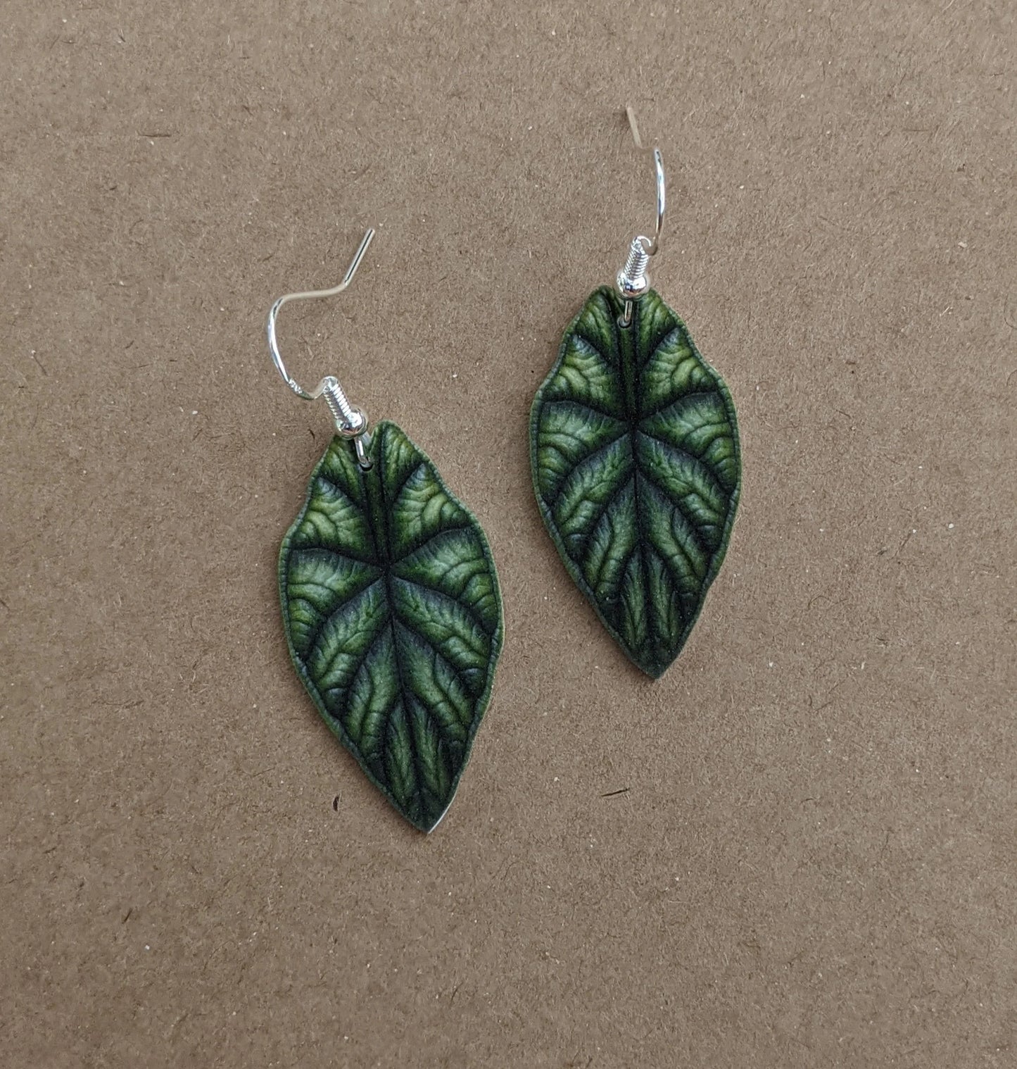 Dragon Scale Alocasia Botanical Houseplant Leaf Earrings