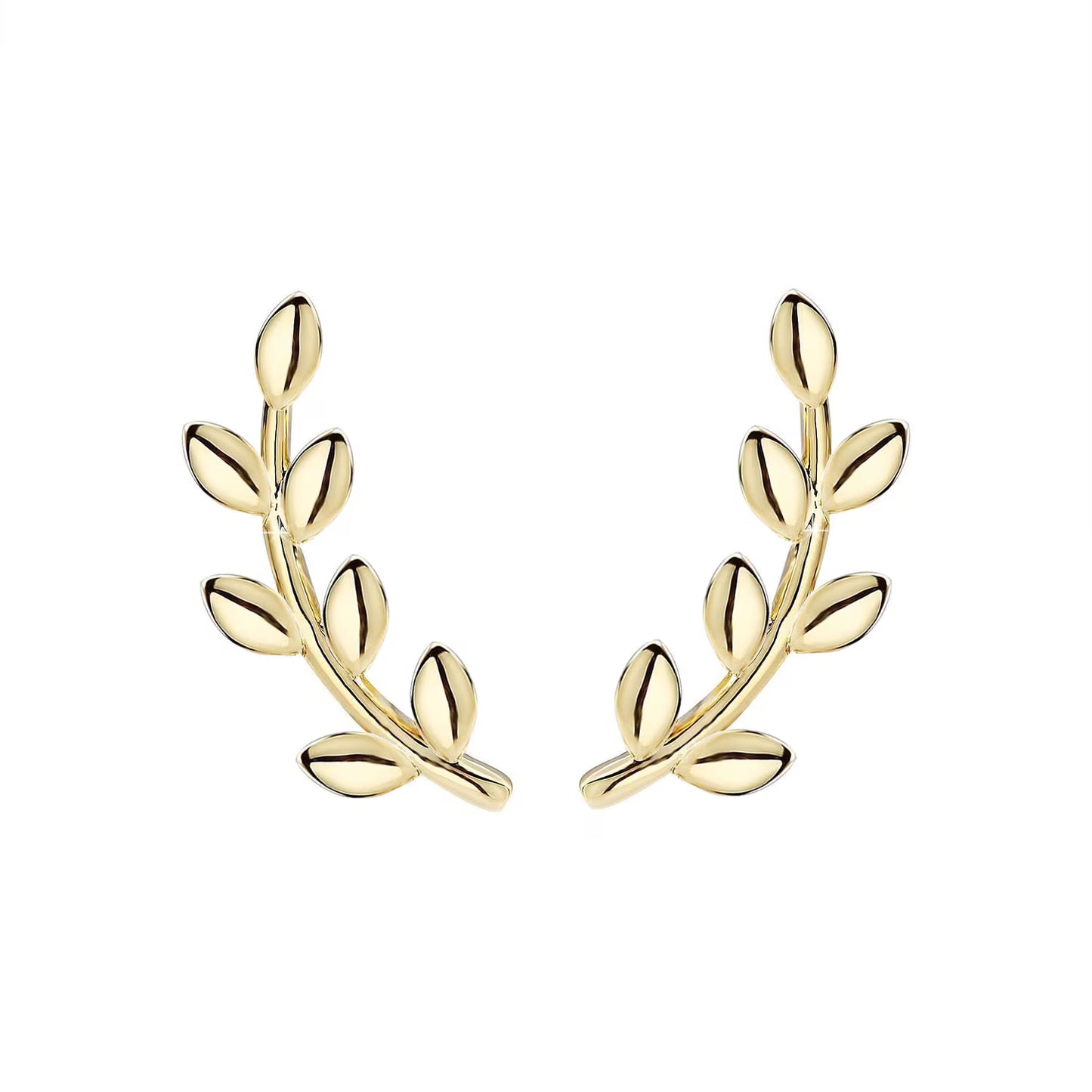 Gold Leaves Ear Climber - Leaf Ear Cuff Earrings - Silver Leaf Ear Climbers - Minimalist Leaf Earrings - Leaves Pin Ear Climber Earrings
