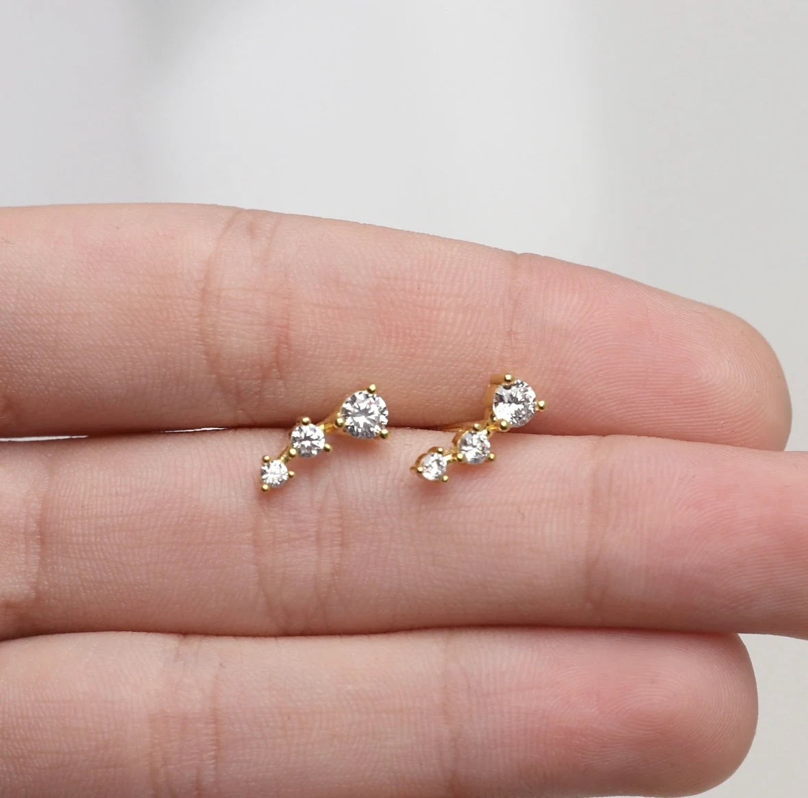Diamond Stud Earrings,Diamond Ear Climber Earrings,Statement Earrings,Best Friend Birthday Gift,Minimalist Earrings,Jx90