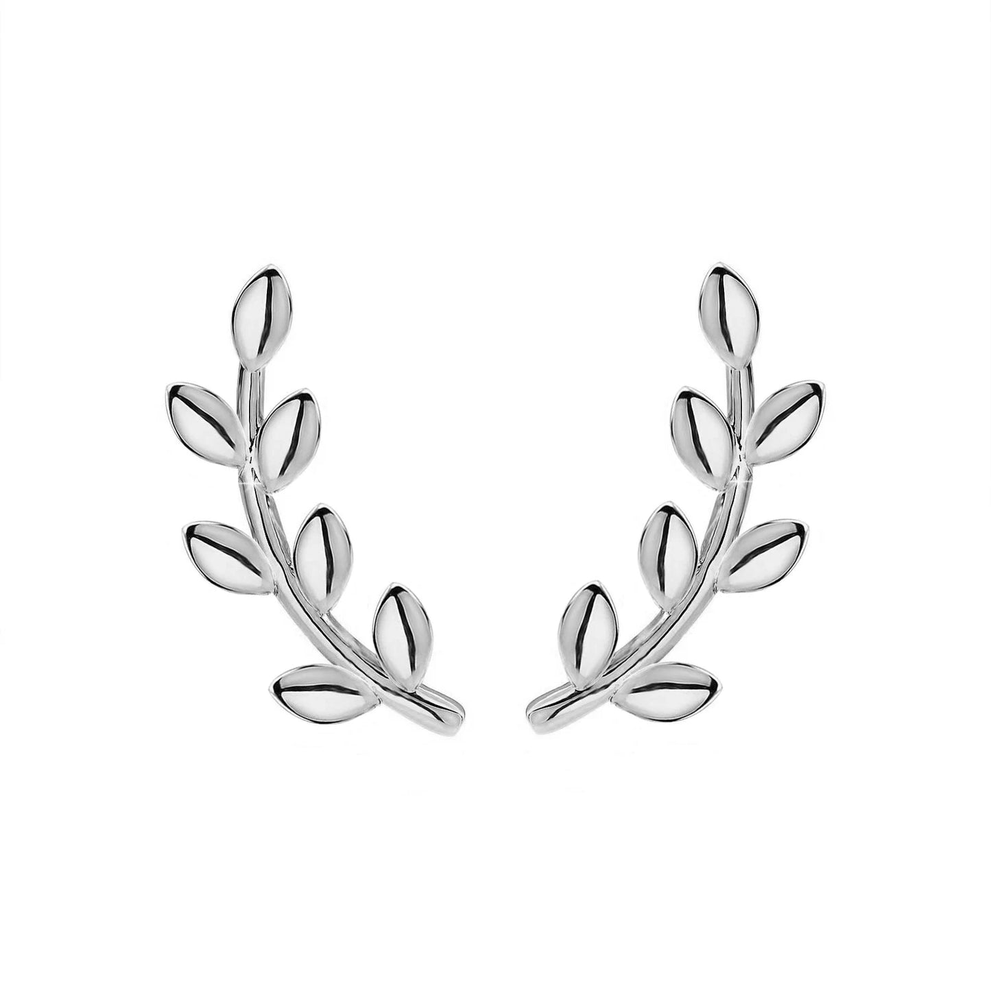 Gold Leaves Ear Climber - Leaf Ear Cuff Earrings - Silver Leaf Ear Climbers - Minimalist Leaf Earrings - Leaves Pin Ear Climber Earrings