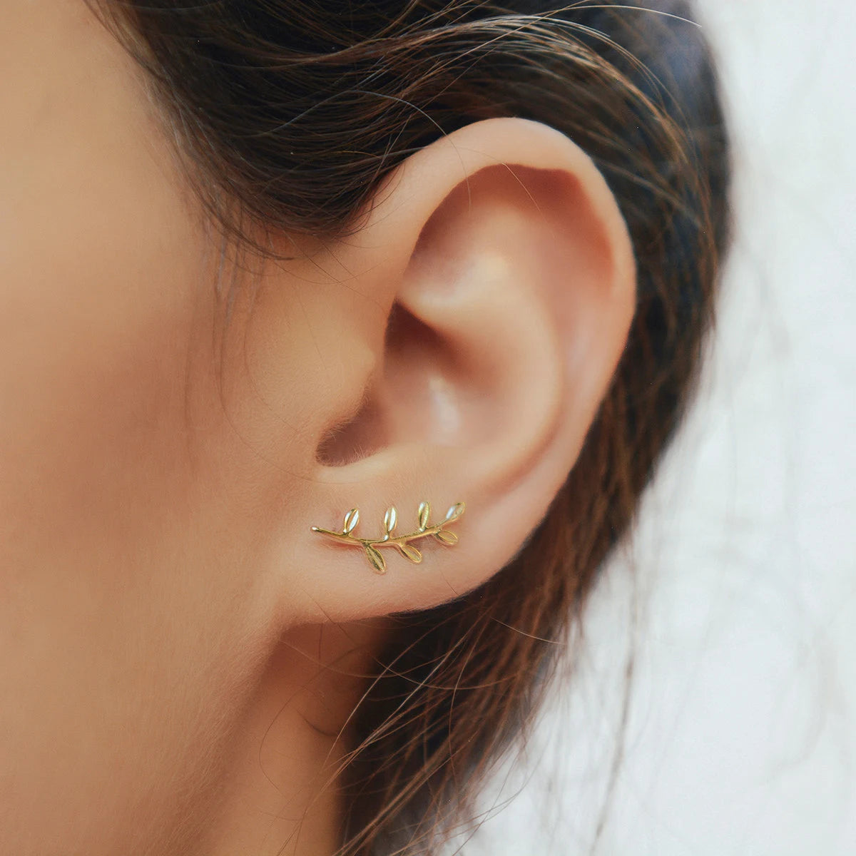 Gold Leaves Ear Climber - Leaf Ear Cuff Earrings - Silver Leaf Ear Climbers - Minimalist Leaf Earrings - Leaves Pin Ear Climber Earrings