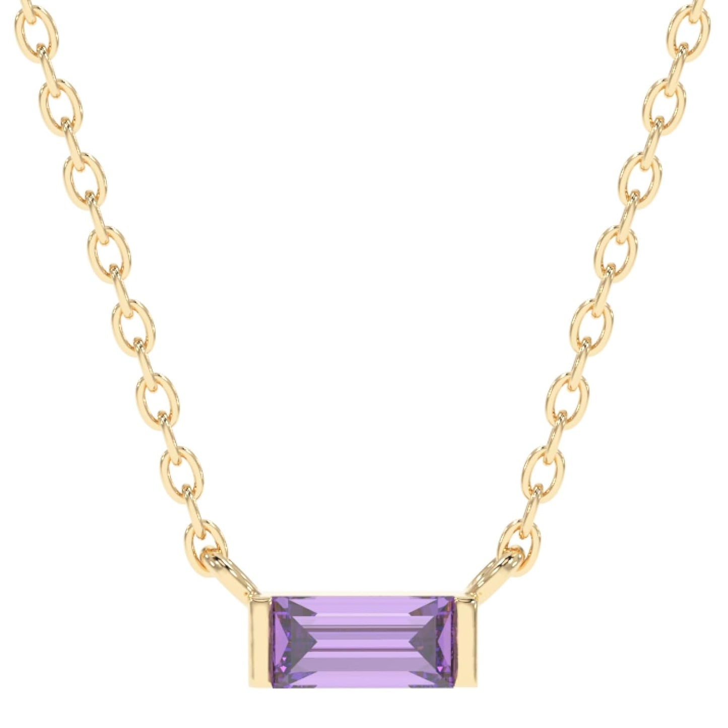 Amethyst Necklace for Women, Premium Gold Minimalist Rectangle Necklaces - Tarnish Free 18K Gold Plated Certified S925 Statement Necklace Gold Jewelry for Women - Mothers Day Gifts for Mom Wife