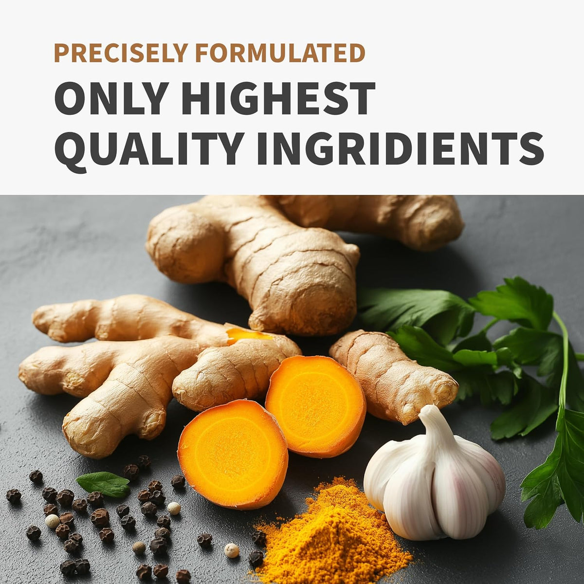 4-In-1 Turmeric and Garlic Supplements with Bioperine 2360 Mg Turmeric Ginger Root Capsules with Garlic for Joint, Digestion & Immune Support (120 Ct)