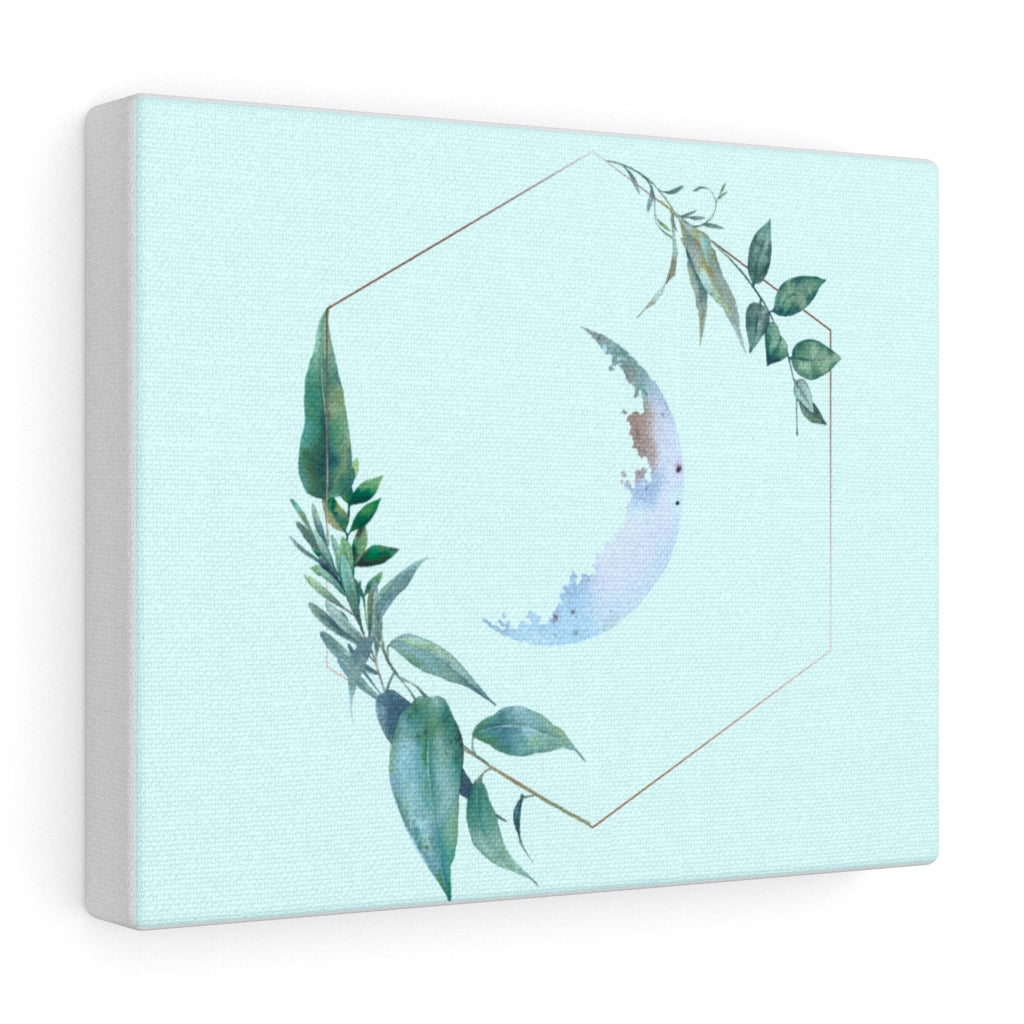 Geometrical moon with leaves canvas