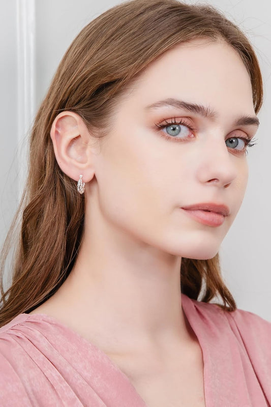 925 Sterling Silver Filigree Intertwined Infinity Small 17Mm Hoop Earrings for Women, Silver, Yellow Gold & Rose Gold