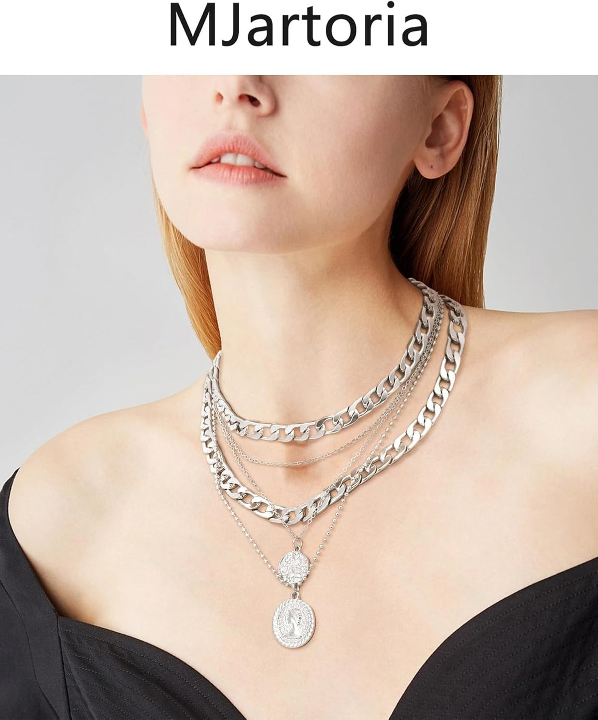 Layered Necklaces for Women Trendy Retro Coin Pendant Necklace Dainty Chunky Chain Choker Necklaces for Jewelry Birthday Gifts