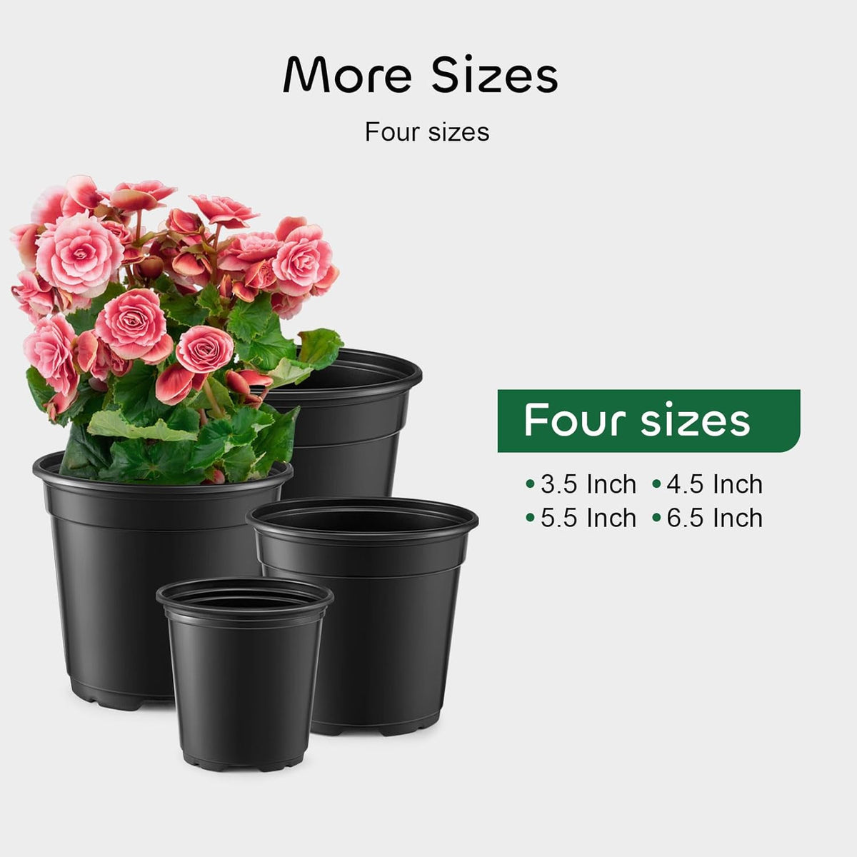 Nursery Pots with Drainage Holes Pack of 24 Pcs 3.5/4.5/5.5/6.5 Inch and Plant Label Flexible Seedling Pots Seed Starting Planter for Indoor Outdoor Flowers Succulents Cactus