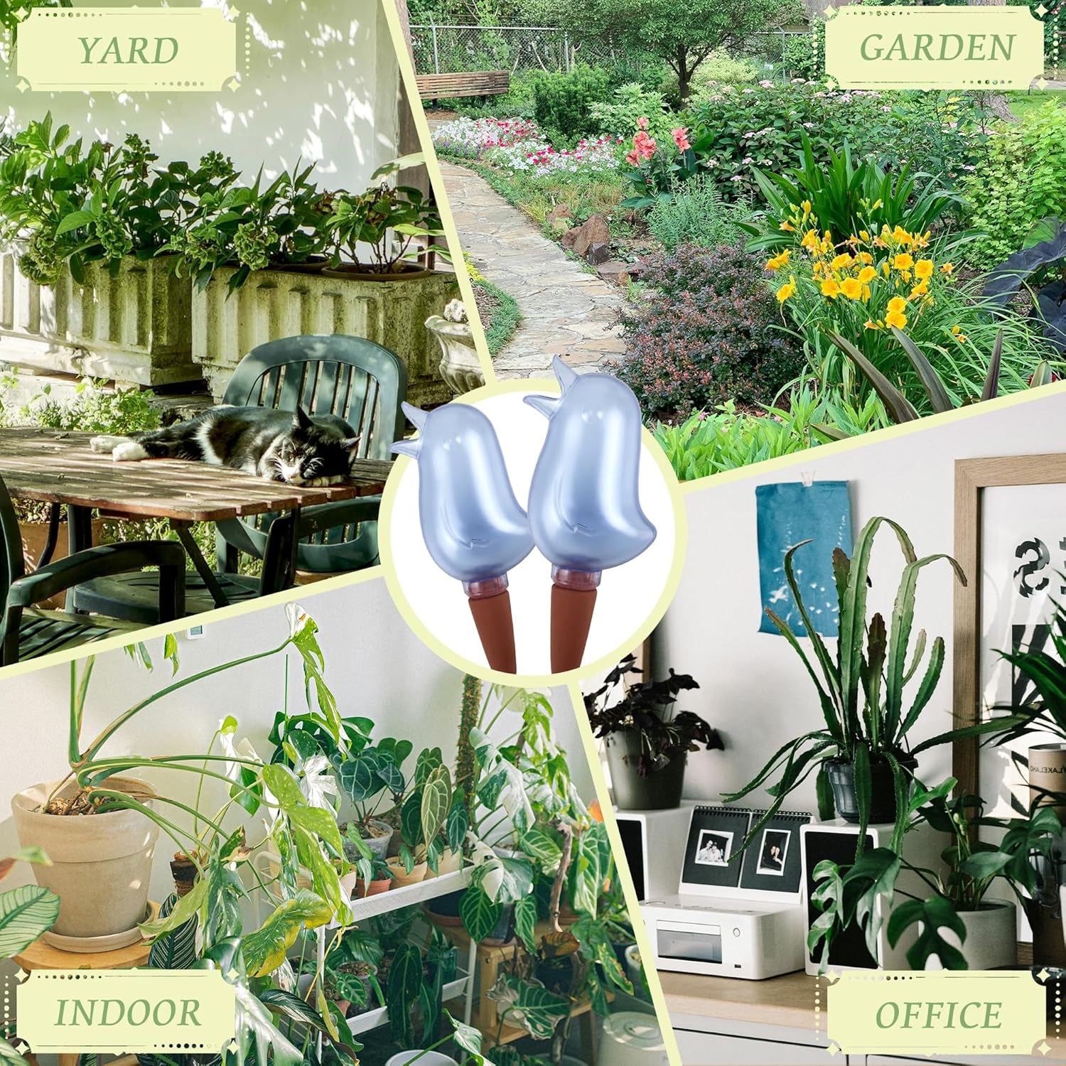 4 Pack Self Watering Spikes, Indoor Plant Watering Globes, Bird Shape Automatic Irrigation Spikes,Plant Watering Devices（Blue）