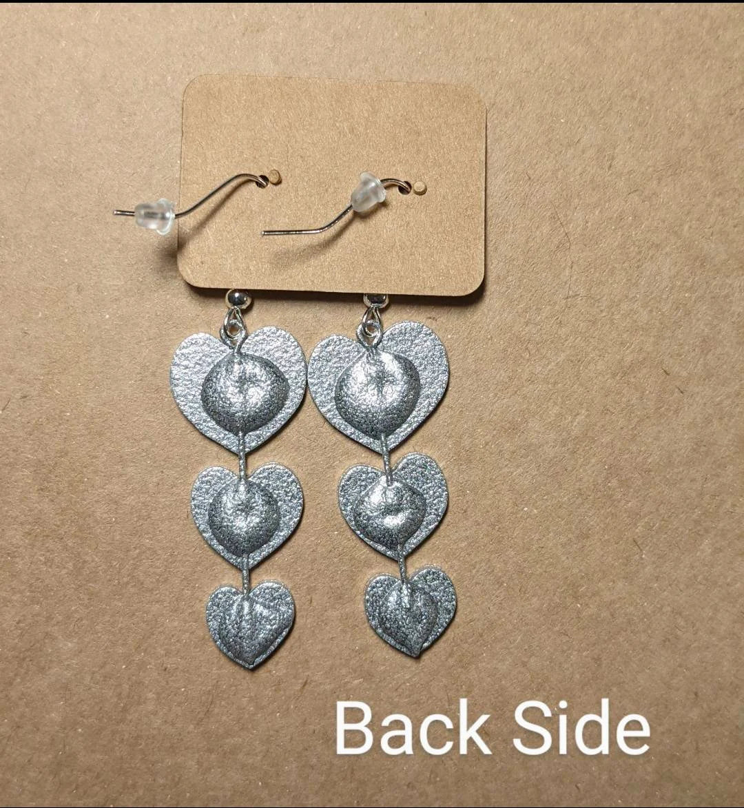 Variegated String of Hearts Botanical Leaf Handmade Earrings