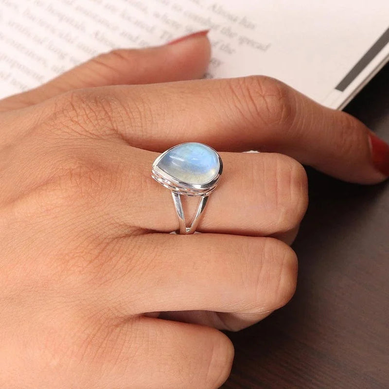 Moonstone Ring Sterling Silver Ring Handmade Ring Statement Ring for Women