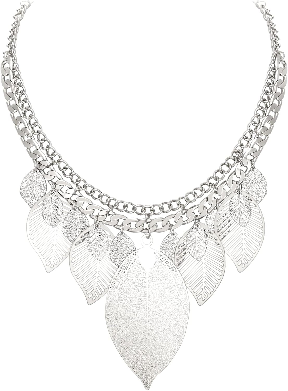 Bridal Statement Necklaces for Women, Choker Collar Chunky Leaf Boho Bib Costume Necklace Jewelry