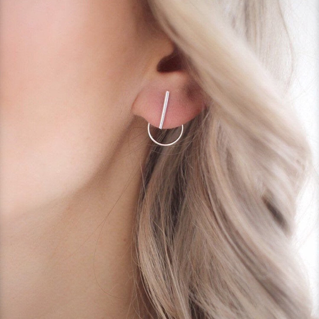 Front Back Earrings • Ear Jacket • Sterling Silver Earrings • Ear Jacket Earrings • Minimal Earrings • Ear Jacket • Silver Earrings • Gift