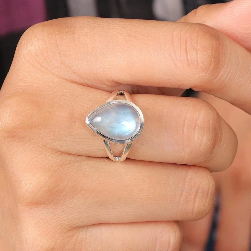 Moonstone Ring Sterling Silver Ring Handmade Ring Statement Ring for Women