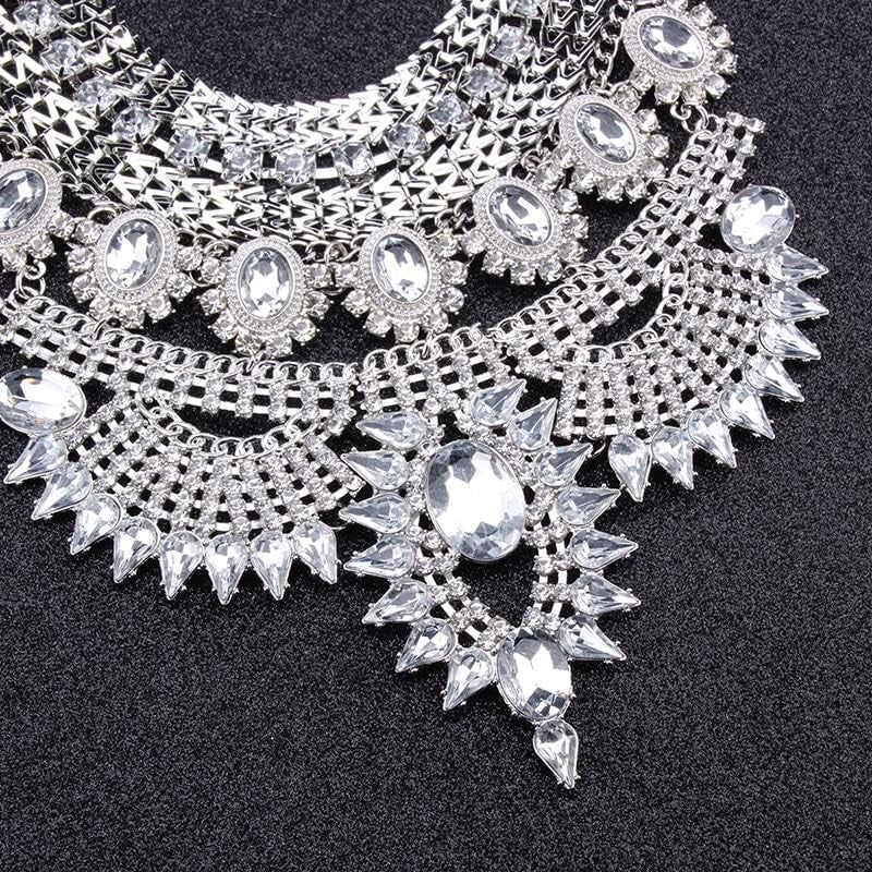 Long Tassel Chunky Boho Coin Statement Necklace for Women Silver