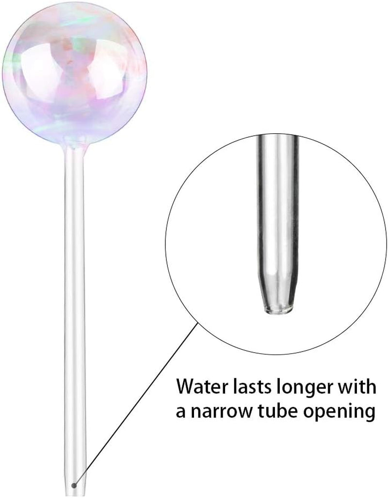 [2 PCS] Light Iridescent Rainbow Gradient Color Clear Glass Self-Watering System Spikes, Automatic Plant Waterer Bulbs