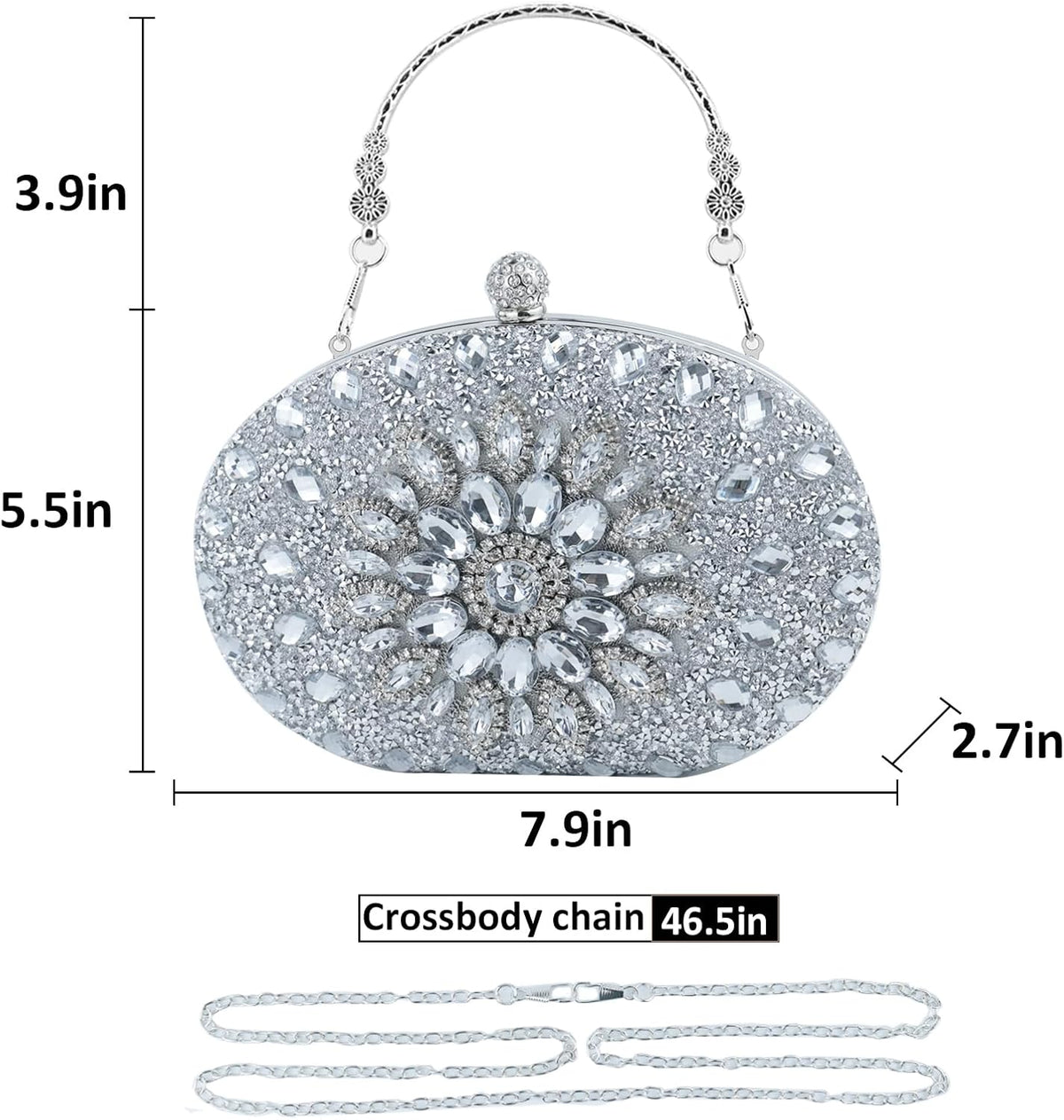 Crystal Clutch Purse Jeweled Purses Rhinestone Clutch for Women Bling Glitter Diamond Bag Purse Evening Bag for Party