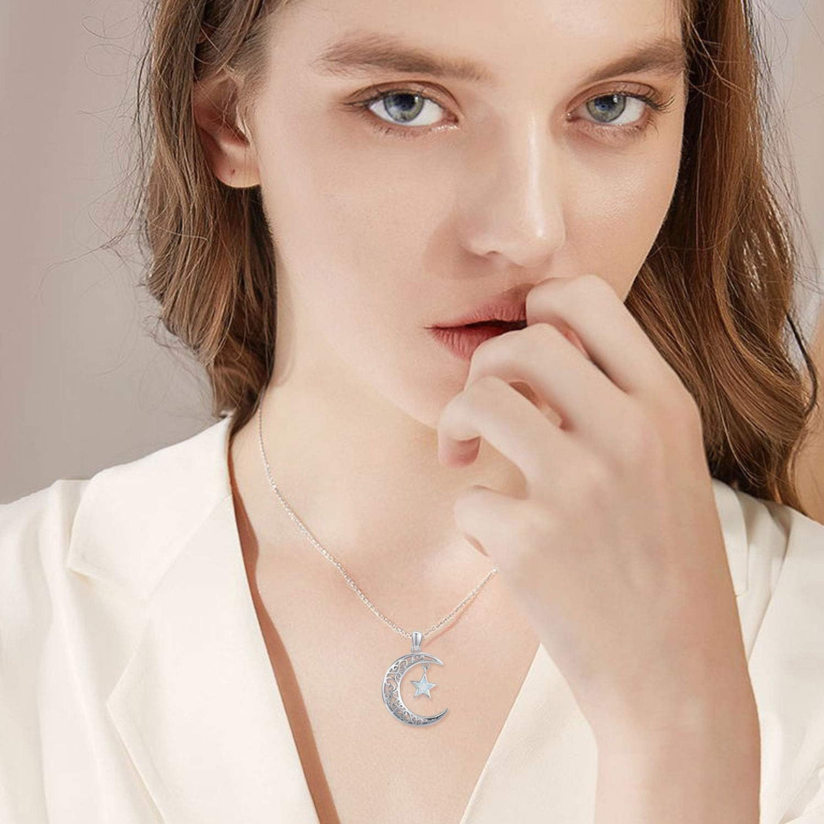 Moon Star Necklace, Graduation Gift 925 Sterling Silver Crescent Moon Star Sun Pendant Crescent Jewelry Gift