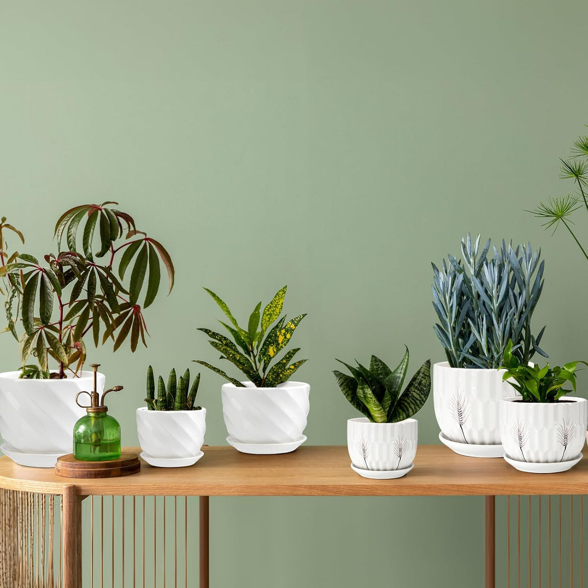 Ceramic Plant Pots 4" & 5.5" & 7" Plant Pots Indoor with Drainage, Set of 3 Ceramic Pots for Plants, Outdoor Flower Pot with Drainage Holes and Saucers