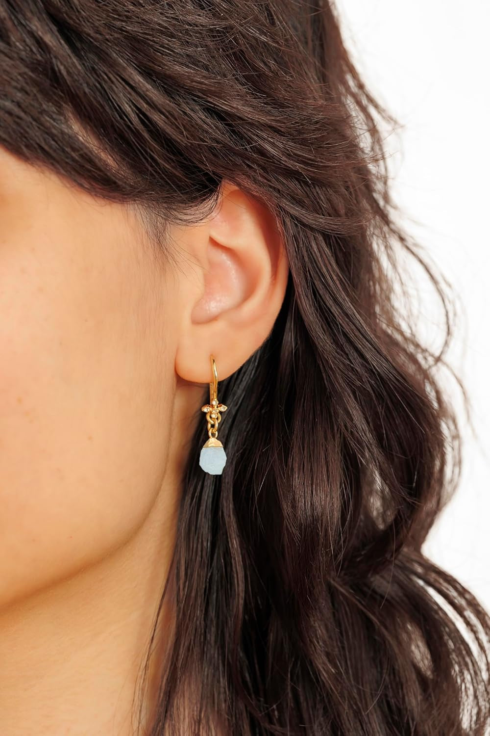 Moonstone Earrings for Women Raw Stone Dangle Drop Shape - 18K Gold Plated, Certified 925 Sterling Silver Earring - Hypoallergenic Gold Jewelry for Women, Mothers Day Gifts, Birthday Gifts for Women