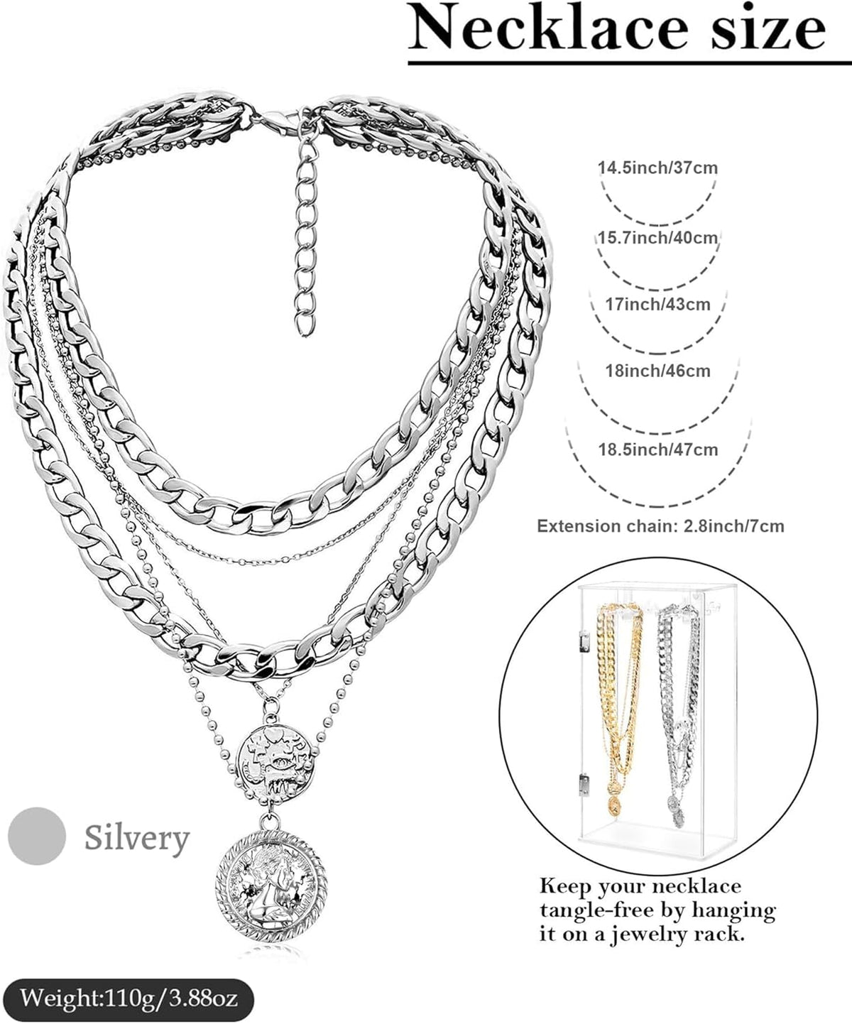 Layered Necklaces for Women Trendy Retro Coin Pendant Necklace Dainty Chunky Chain Choker Necklaces for Jewelry Birthday Gifts