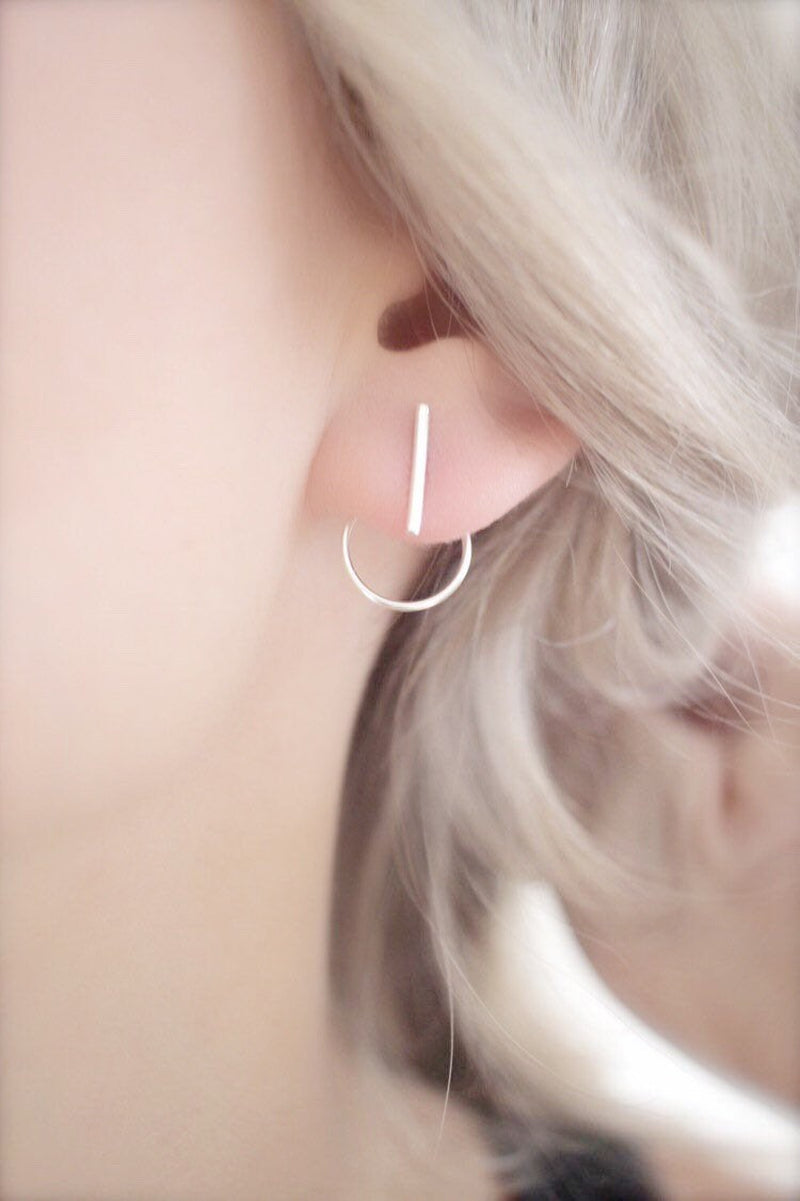 Front Back Earrings • Ear Jacket • Sterling Silver Earrings • Ear Jacket Earrings • Minimal Earrings • Ear Jacket • Silver Earrings • Gift