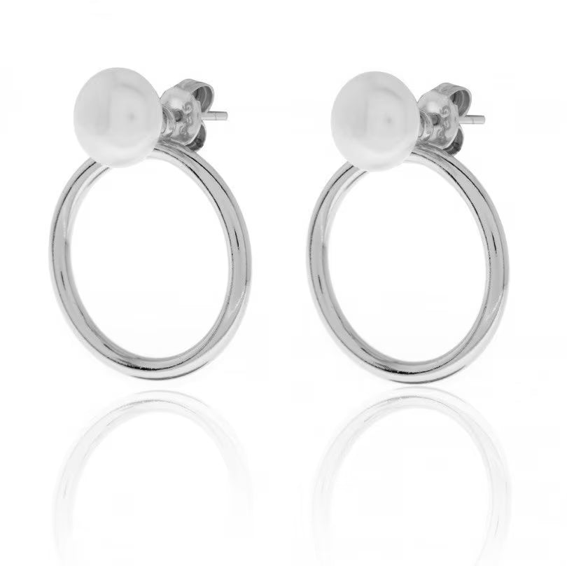 Pearl & Circle Ear Jacket Earrings