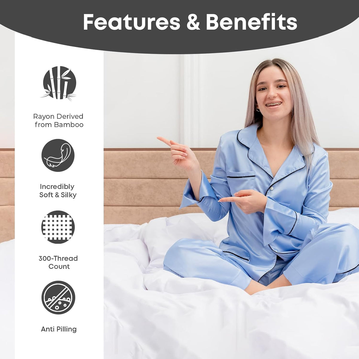 Queen Flat Sheet Only - Rayon Derived from Bamboo Silk Bed Sheet, Premium Breathable Cooling Sheet, Soft Top Sheet (Queen, Charcoal Grey)