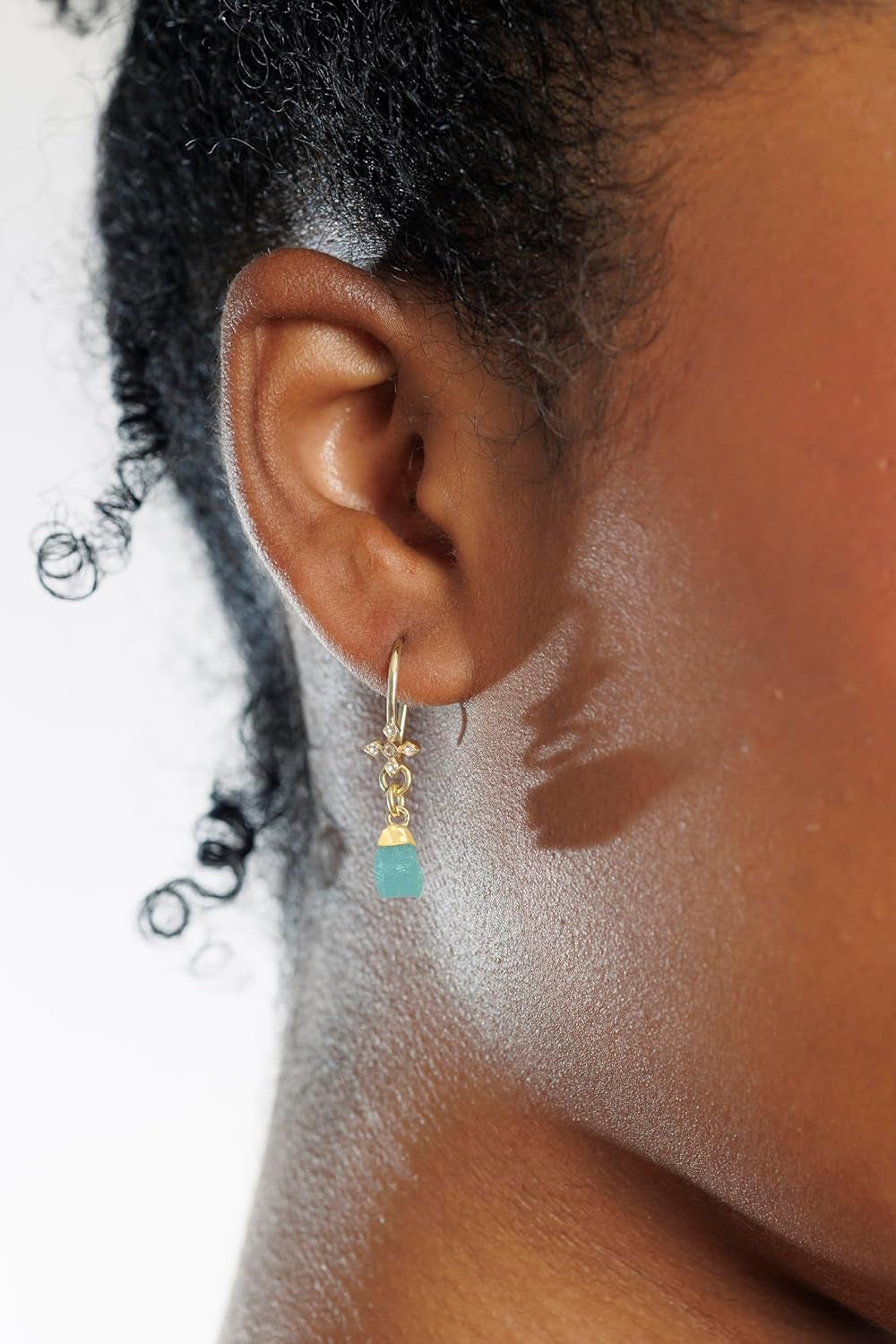 Aquamarine Earrings for Women Raw Stone Dangle Drop Shape - 18K Gold Plated, Certified 925 Sterling Silver Earring - Hypoallergenic Gold Jewelry for Women, Mothers Day Gifts, Birthday Gifts for Women