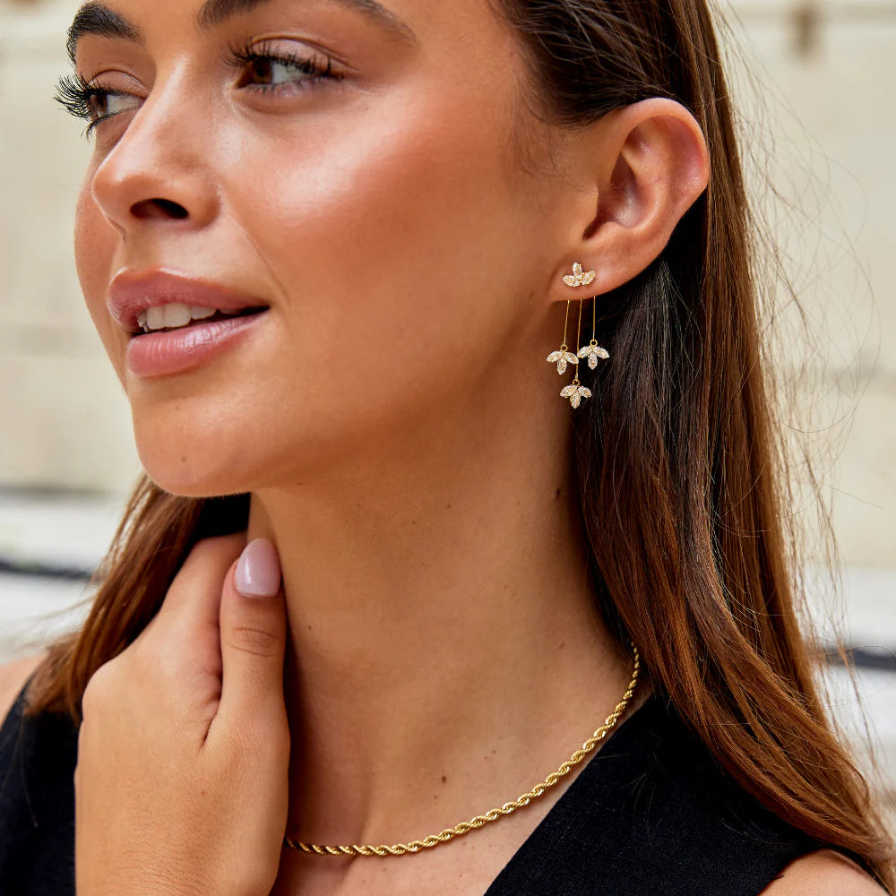 Crystal Lotus Waterfall Earrings
