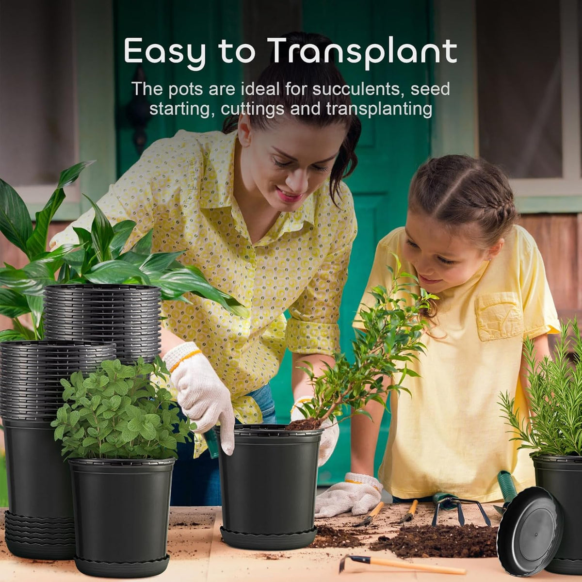 Nursery Pots with Drainage Holes Pack of 24 Pcs 3.5/4.5/5.5/6.5 Inch and Plant Label Flexible Seedling Pots Seed Starting Planter for Indoor Outdoor Flowers Succulents Cactus
