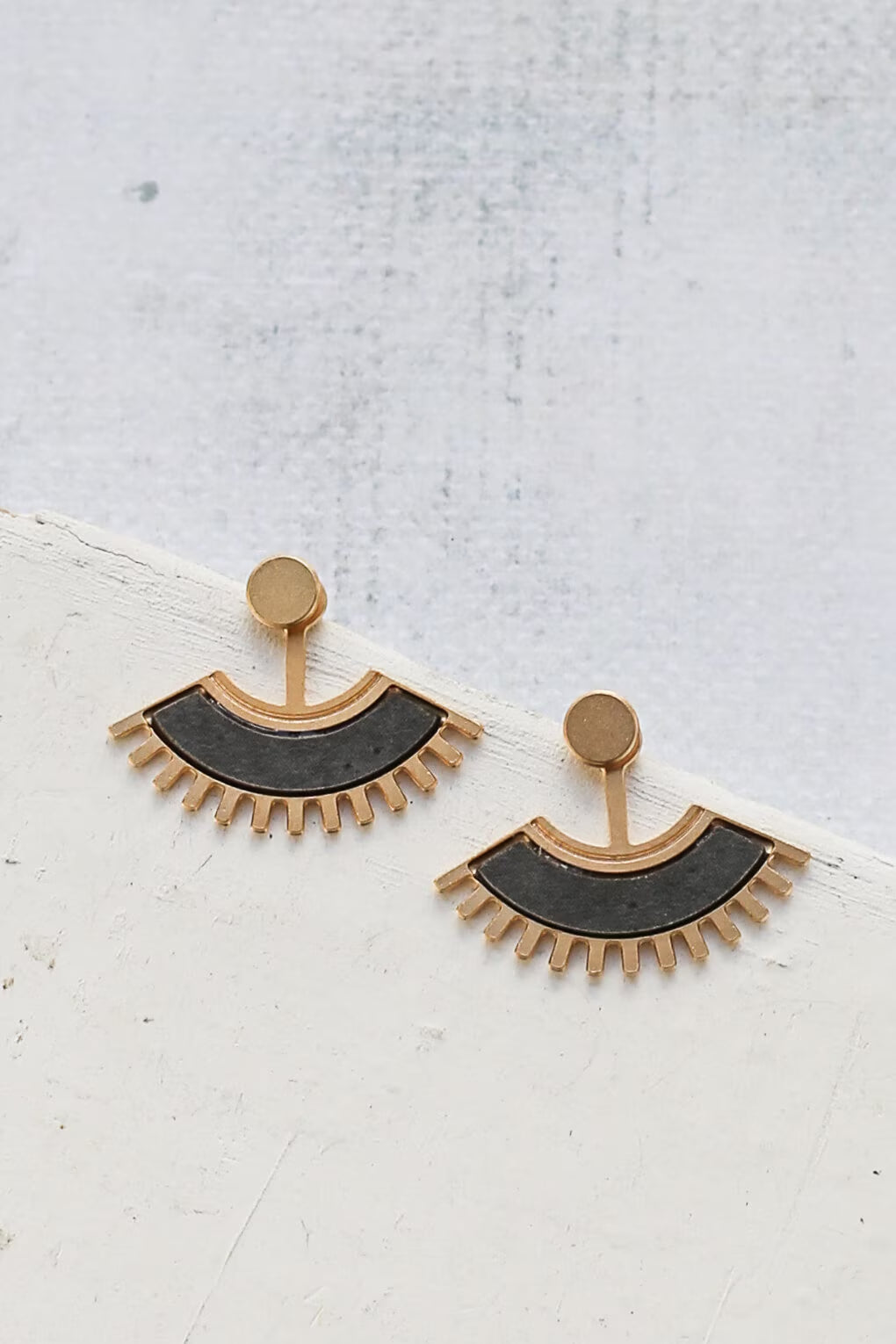 Kinshasa Ear Jackets, Tribal Ear Jackets, Boho Ear Jackets, FORMICA® Ear Jackets, Gold Ear Jackets, Bohemian Ear Jackets,