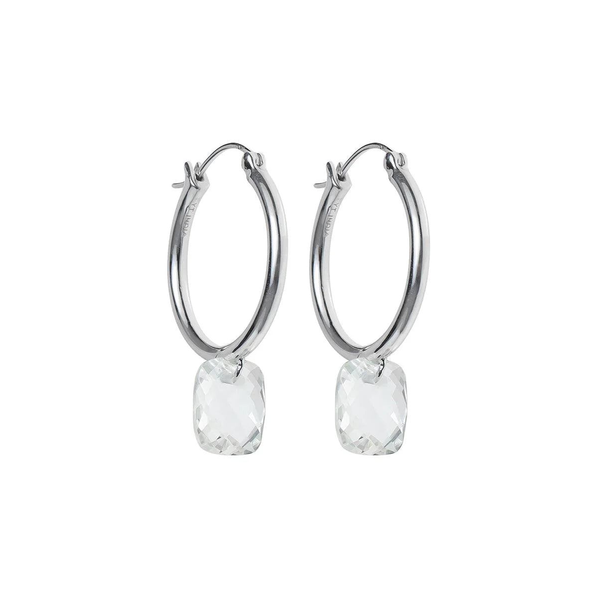 White Topaz Solid 925 Sterling Silver Hoop Earring