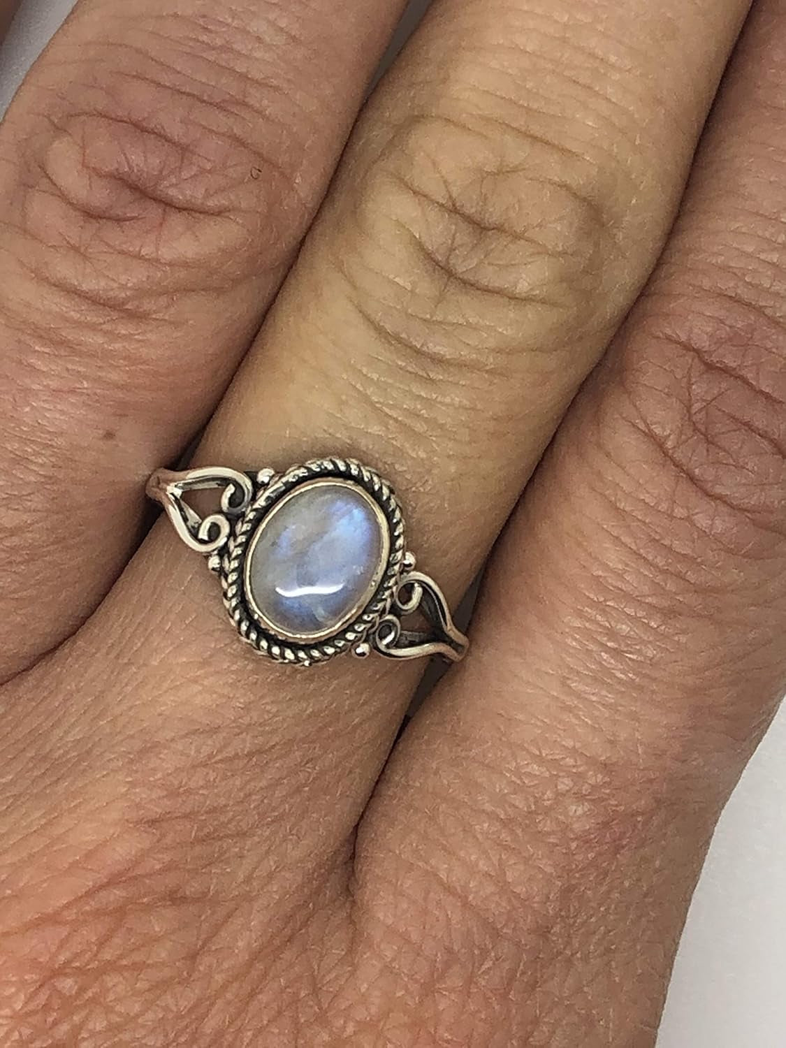 Oval Moonstone - 925 Sterling Silver Ring - Delicate BOHO Chic Jewelry - Fashionable and Stylish for Women with Velvet Gift Bag/Box - Made by Indian Artisans - Size 5-9