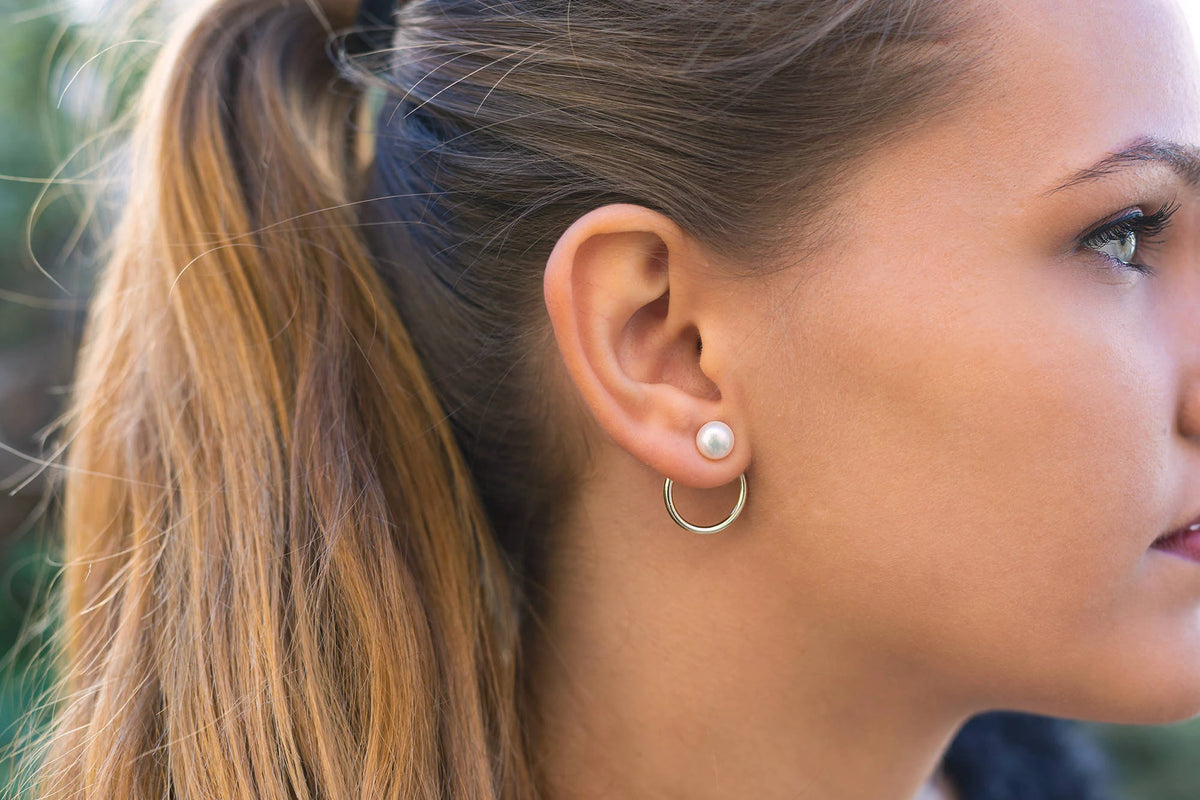 Pearl & Circle Ear Jacket Earrings