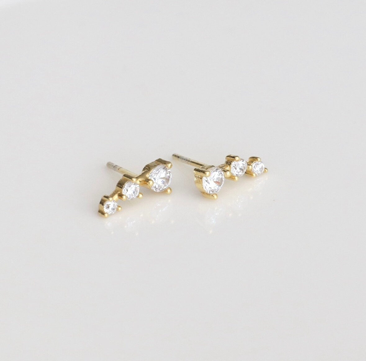 Diamond Stud Earrings,Diamond Ear Climber Earrings,Statement Earrings,Best Friend Birthday Gift,Minimalist Earrings,Jx90