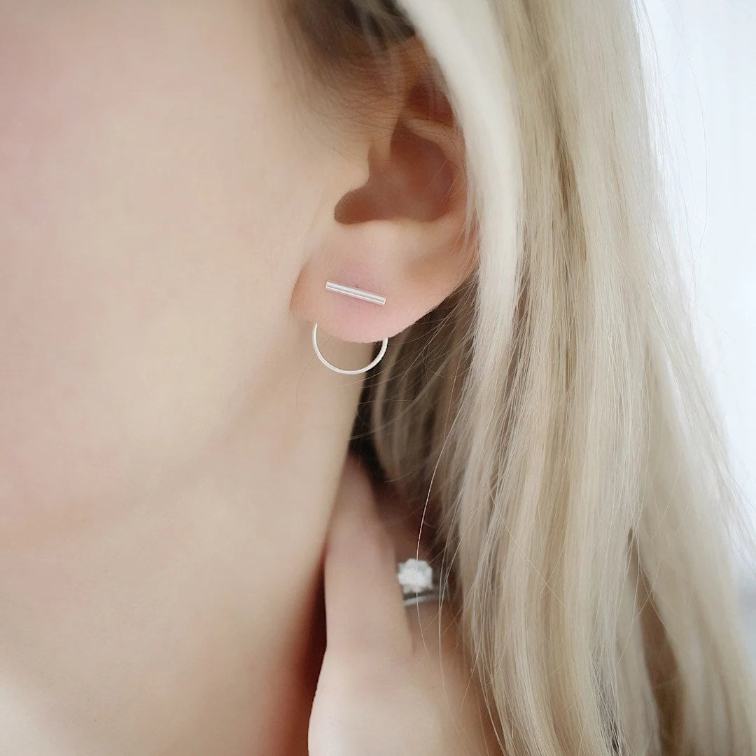 Ear Jacket Earring • Ear Jacket Sterling Silver • Ear Jacket • Front to Back Silver Studs • Double Sided Earring • Silver Circle Stud Gifts