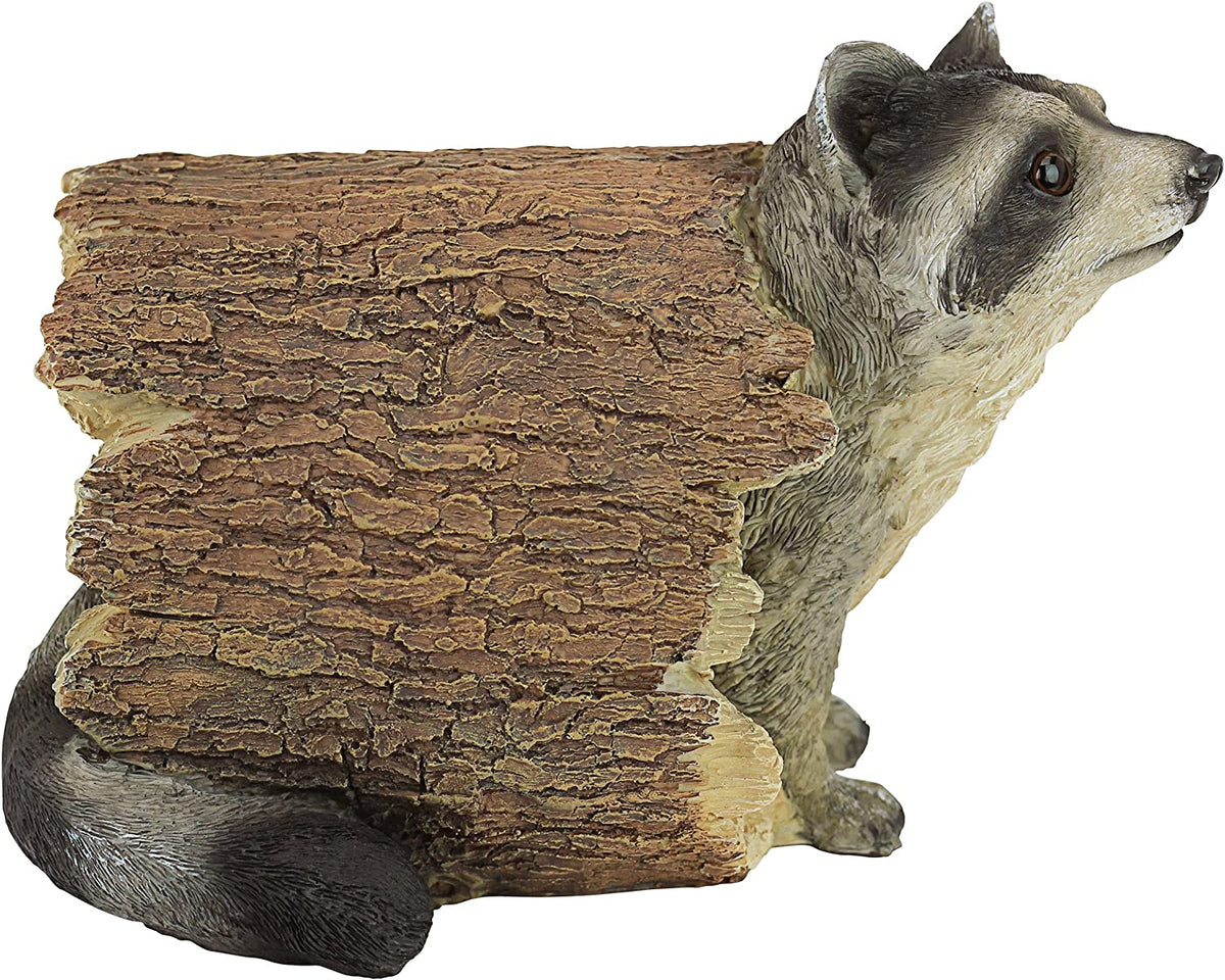 Bandit the Raccoon Indoor/Outdoor Garden Animal Statue, 10 Inch Long, Cast Stone Resin, Full Color Finish