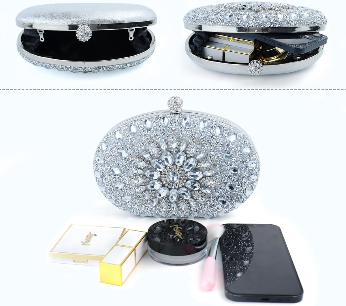 Crystal Clutch Purse Jeweled Purses Rhinestone Clutch for Women Bling Glitter Diamond Bag Purse Evening Bag for Party
