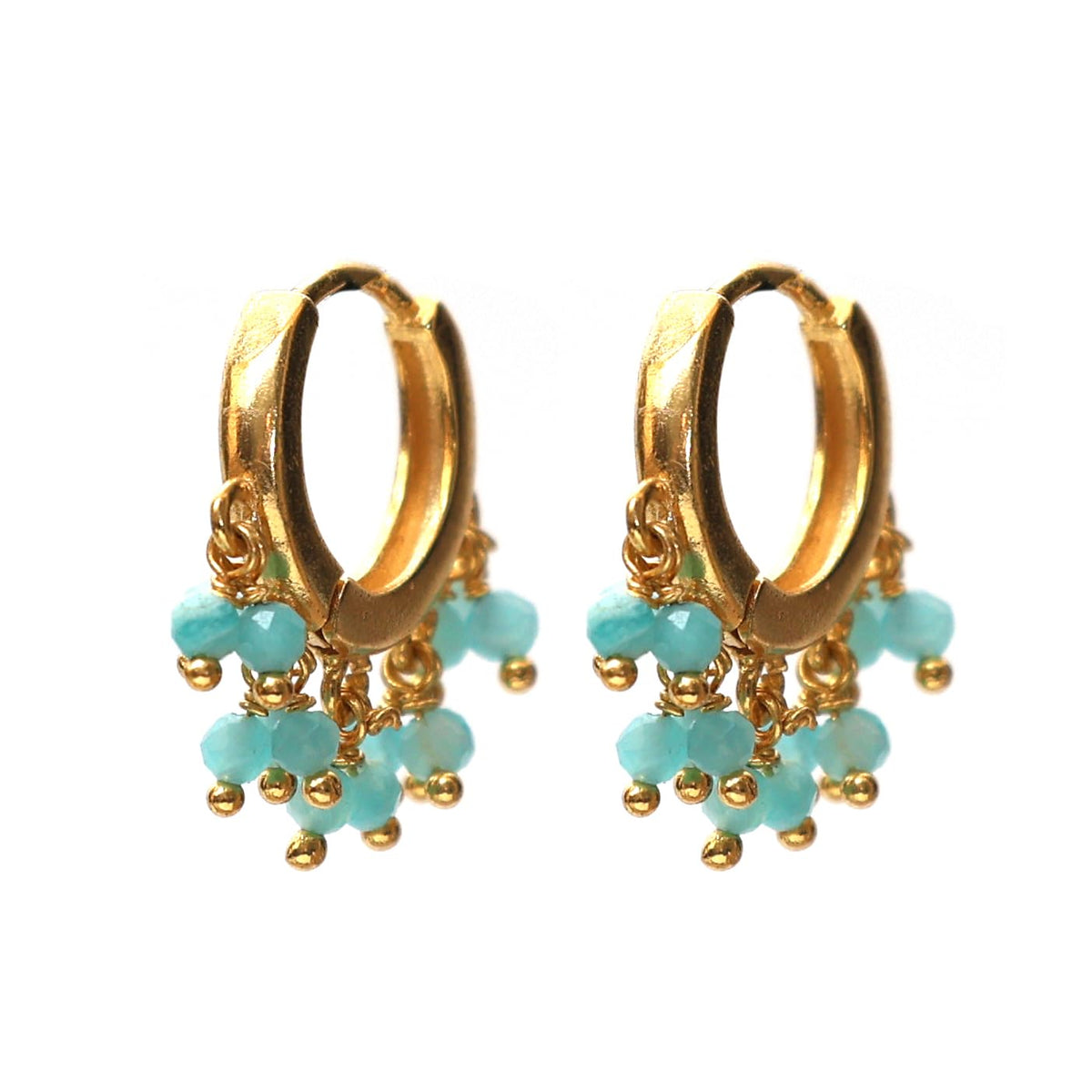 Gempires Turquoise Beaded Earrings December Birthstone Lightweight Jewelry Hypoallergenic Gold Plaed Statement Everyday Huggie Earrings for Women
