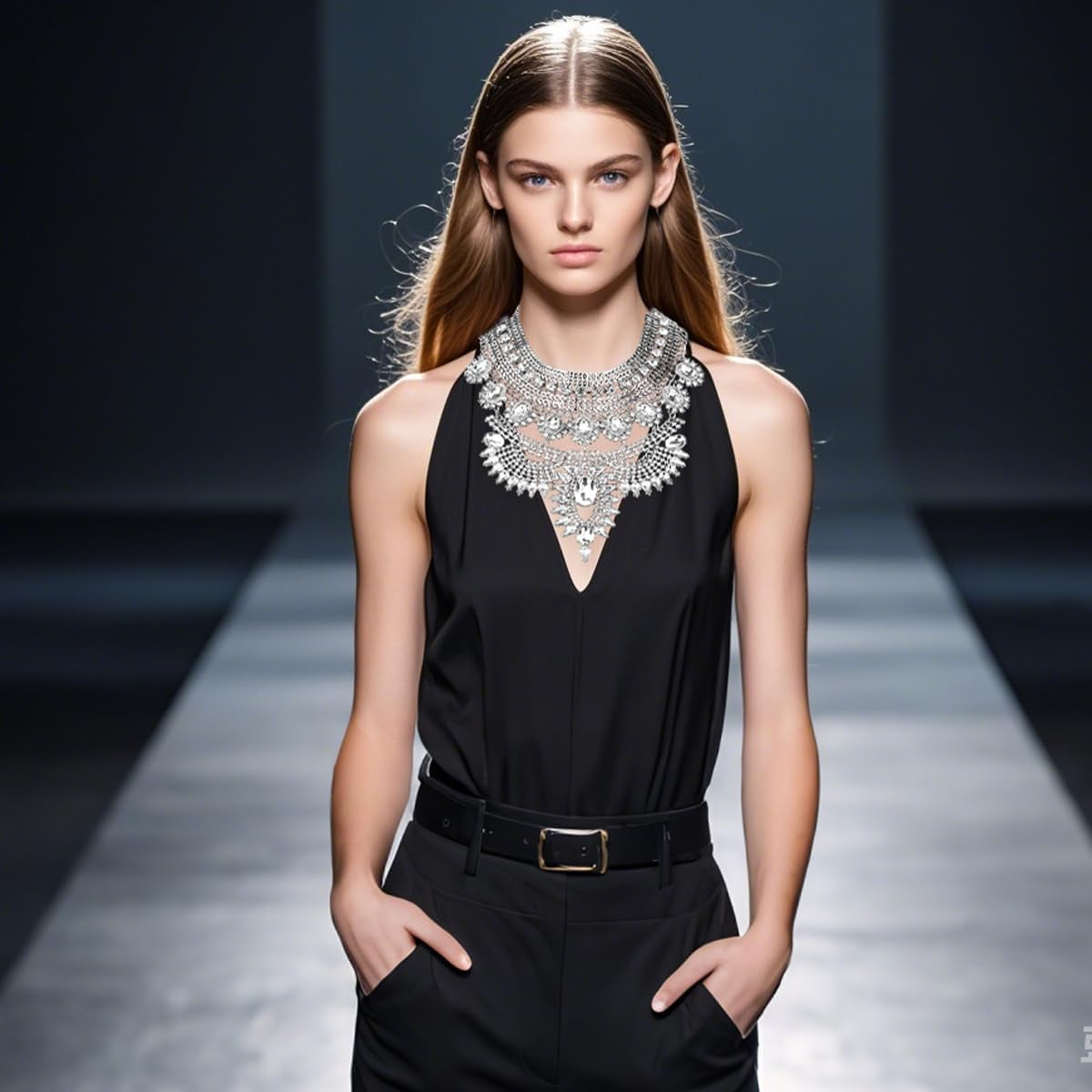 Long Tassel Chunky Boho Coin Statement Necklace for Women Silver