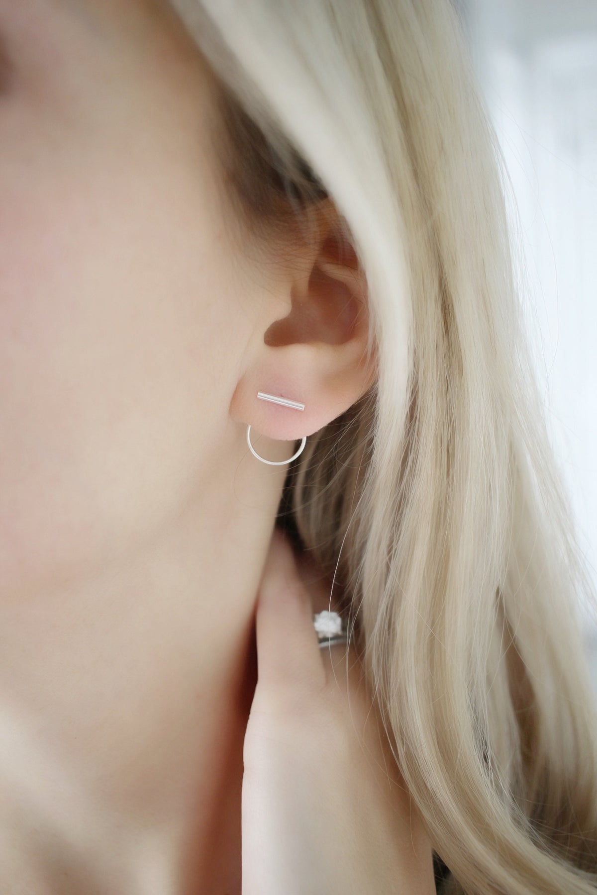 Ear Jacket Earring • Ear Jacket Sterling Silver • Ear Jacket • Front to Back Silver Studs • Double Sided Earring • Silver Circle Stud Gifts