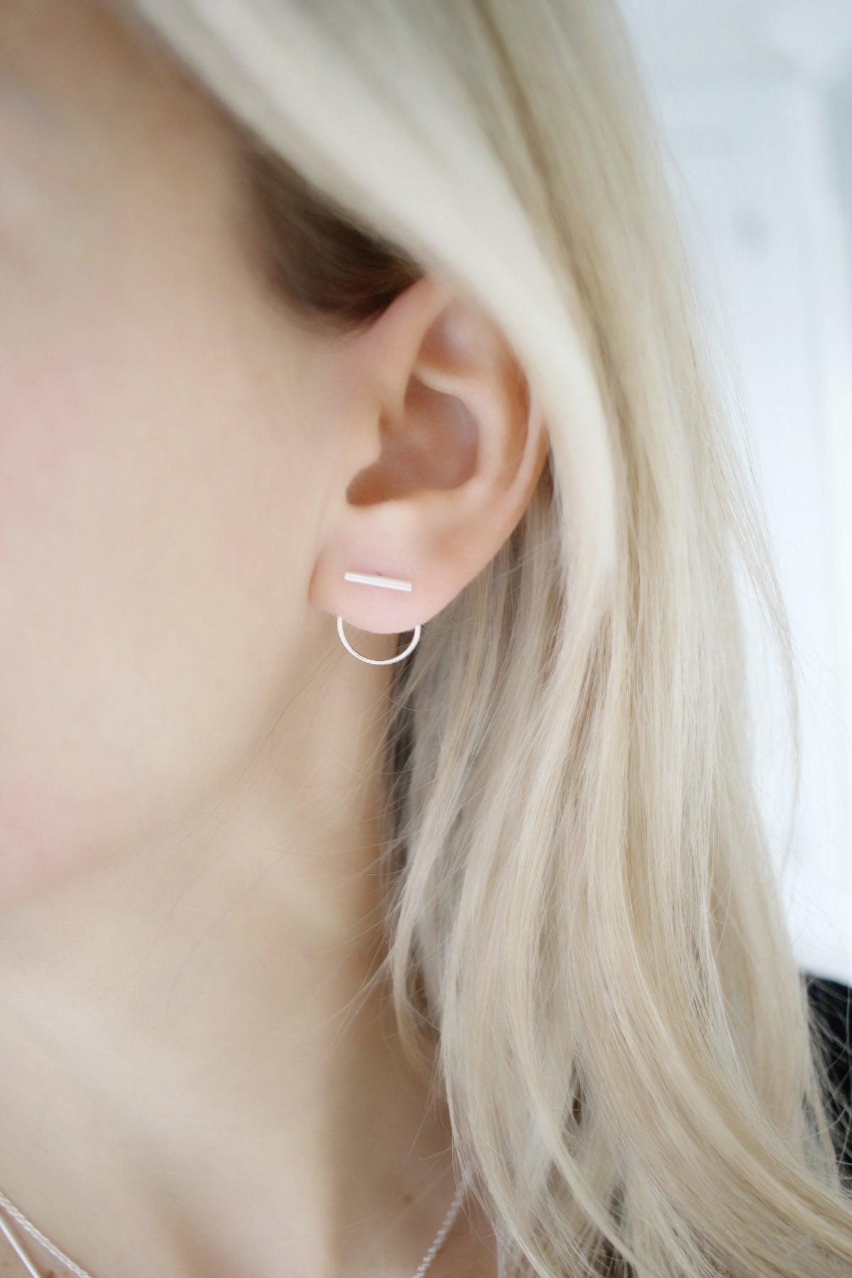 Ear Jacket Earring • Ear Jacket Sterling Silver • Ear Jacket • Front to Back Silver Studs • Double Sided Earring • Silver Circle Stud Gifts