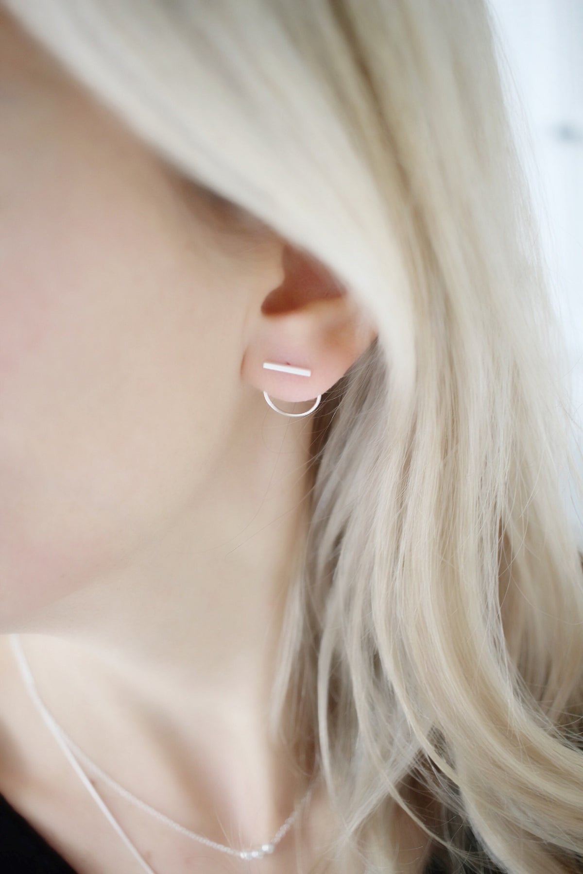 Ear Jacket Earring • Ear Jacket Sterling Silver • Ear Jacket • Front to Back Silver Studs • Double Sided Earring • Silver Circle Stud Gifts