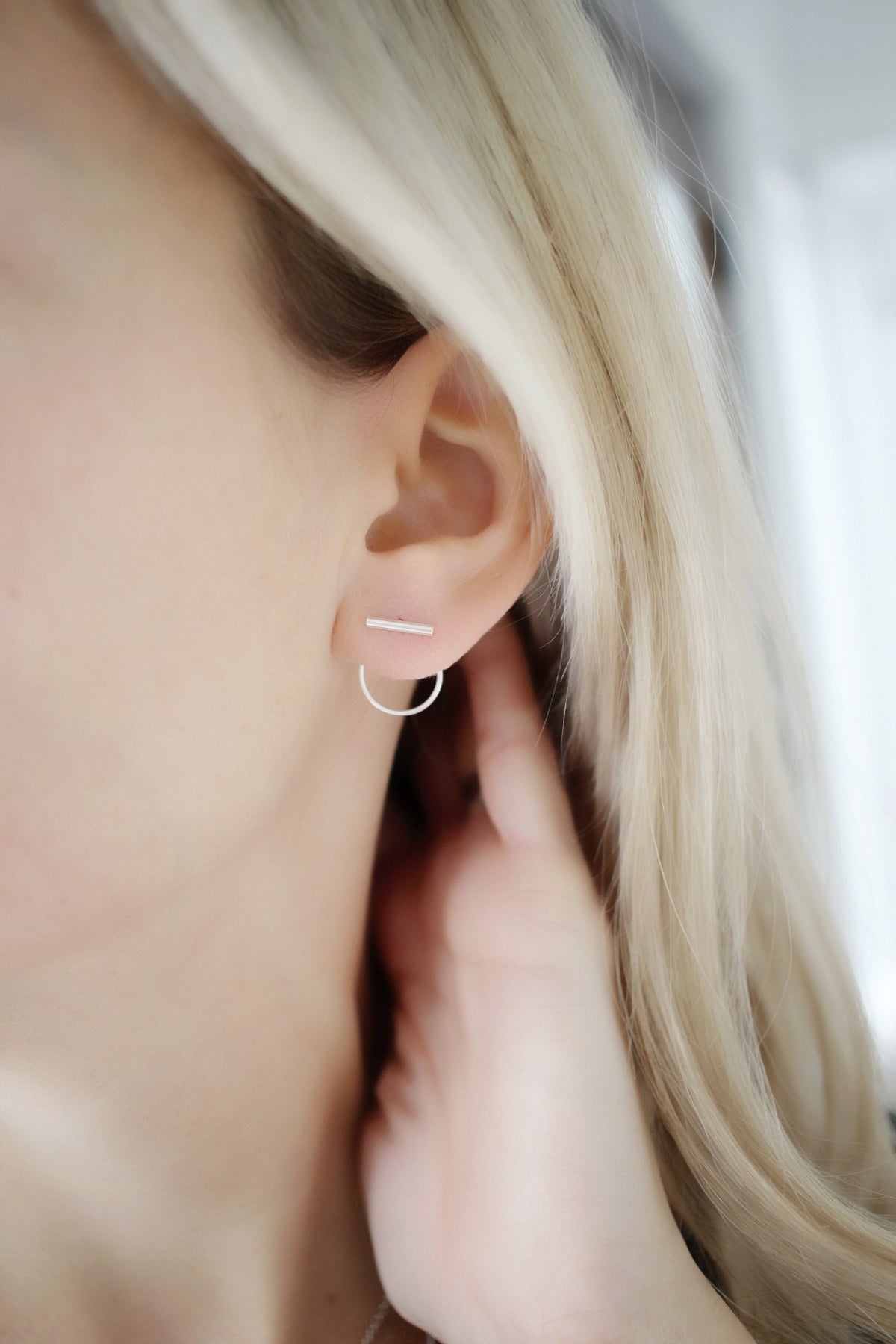 Ear Jacket Earring • Ear Jacket Sterling Silver • Ear Jacket • Front to Back Silver Studs • Double Sided Earring • Silver Circle Stud Gifts