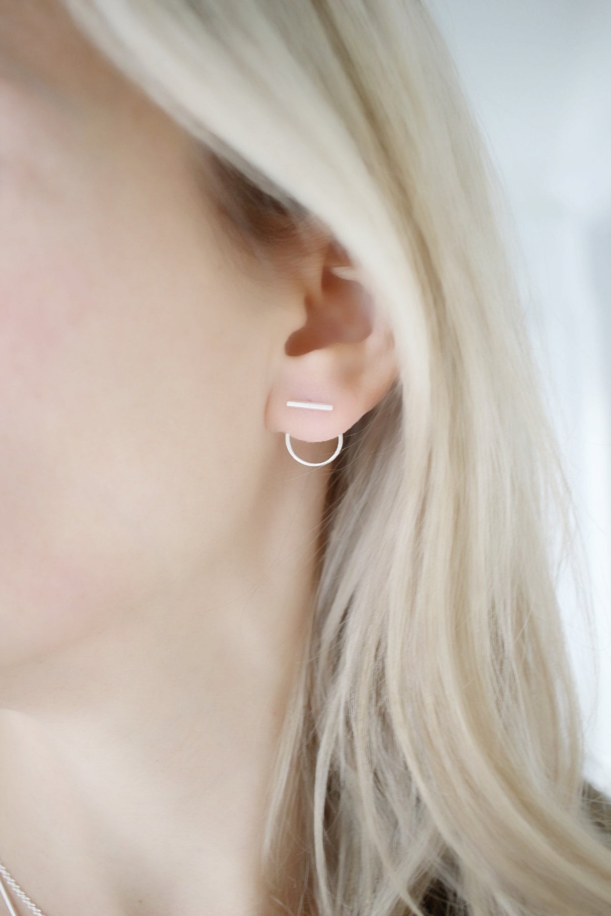 Ear Jacket Earring • Ear Jacket Sterling Silver • Ear Jacket • Front to Back Silver Studs • Double Sided Earring • Silver Circle Stud Gifts