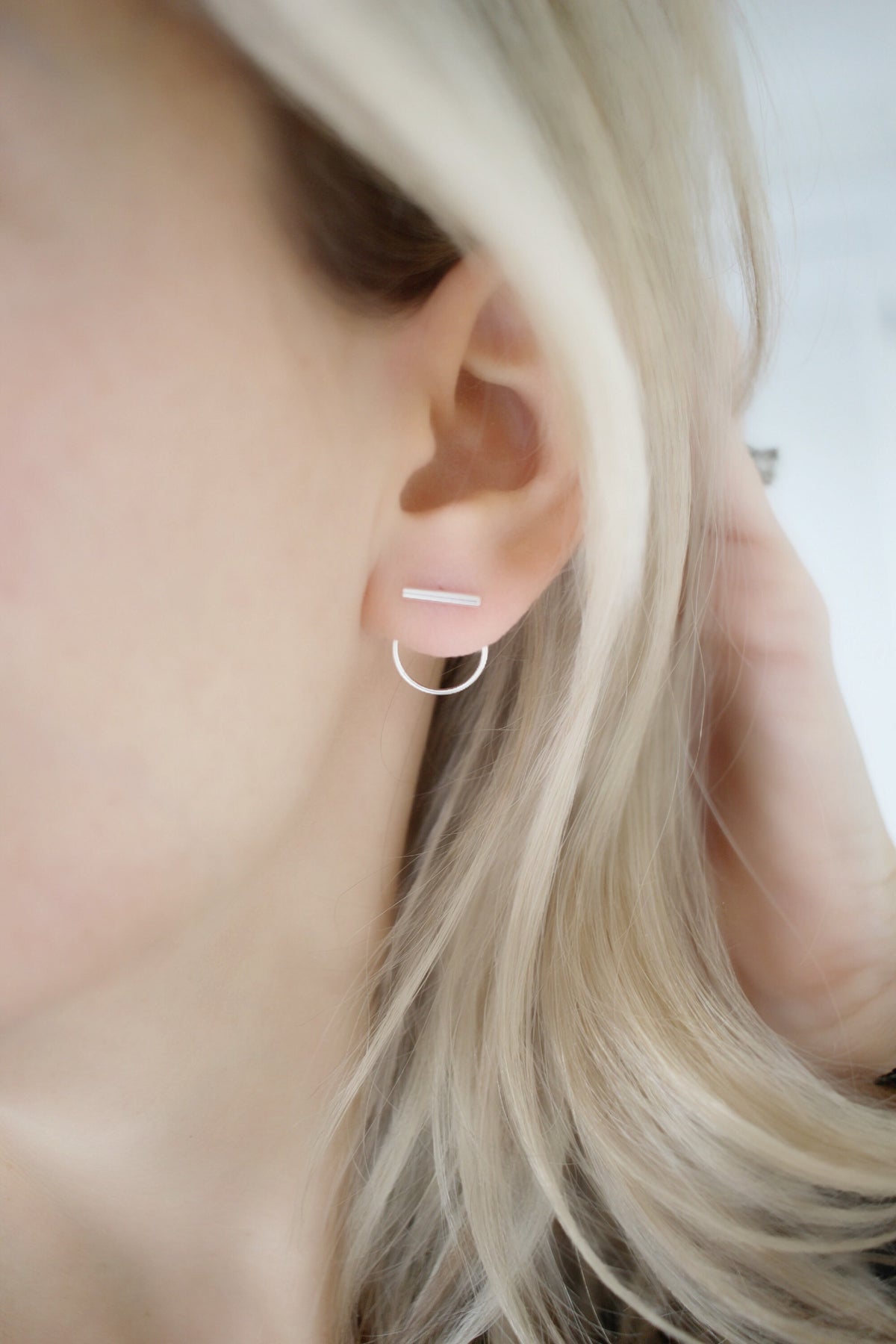 Ear Jacket Earring • Ear Jacket Sterling Silver • Ear Jacket • Front to Back Silver Studs • Double Sided Earring • Silver Circle Stud Gifts
