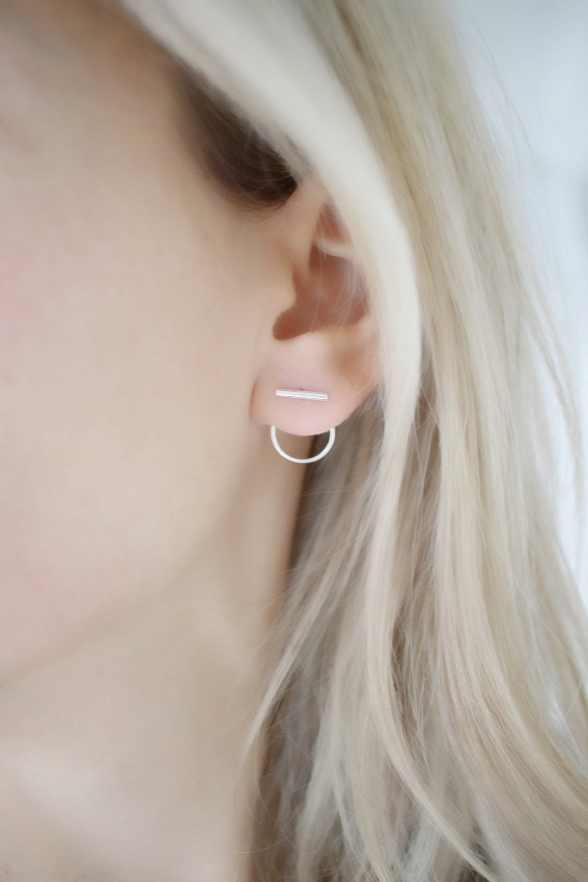 Ear Jacket Earring • Ear Jacket Sterling Silver • Ear Jacket • Front to Back Silver Studs • Double Sided Earring • Silver Circle Stud Gifts