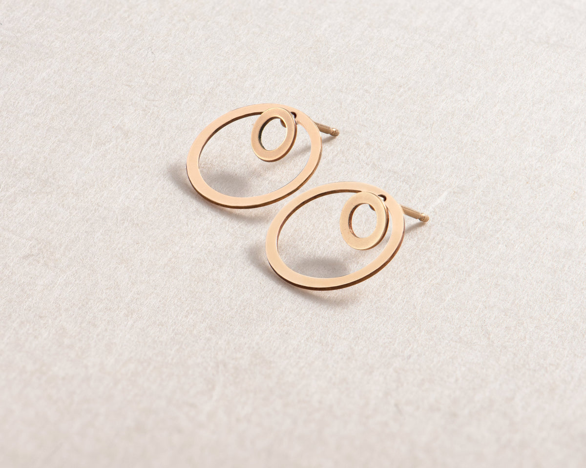 Circle Jacket Earrings Gold Circle Earring Bridesmaid Gift Circle Charm Gold Stud Earrings Jewelry Lover Gift for Her Gold Earrings