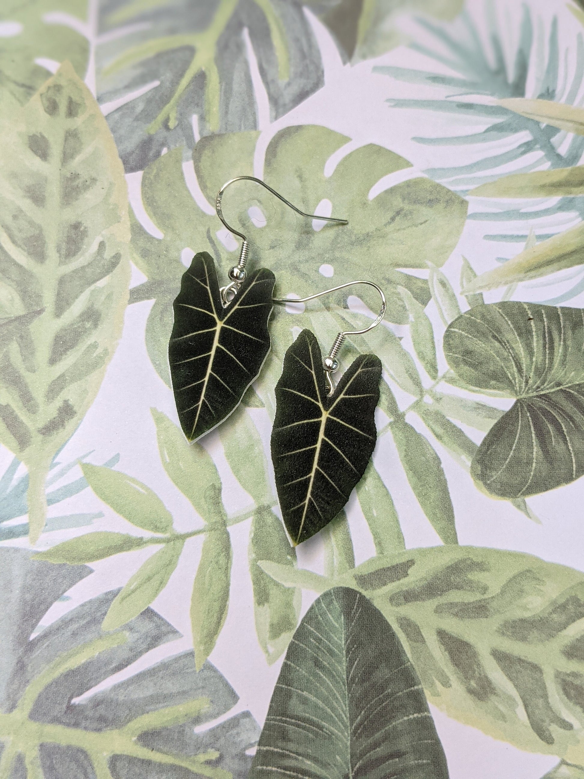 Alocasia Frydeck Botanical Leaf Handmade Earrings